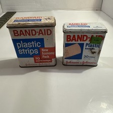 Band-Aid Sheer Metal Box Tins Johnson & Johnson One 98cent Lot of 2 G. Vintage