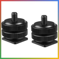 Hot Shoe to 1/4 Inch Adapter 2 Pack Aluminum Camera Flash Shoe Mount Black