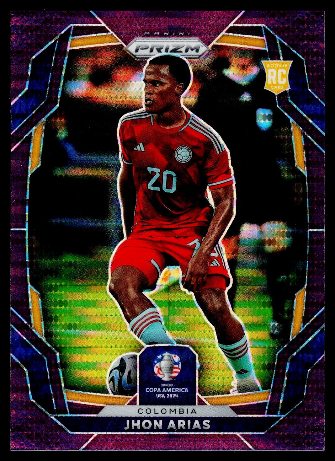 2024 Panini Prizm CONMEBOL Copa America #53 Jhon Arias Purple Pulsar /49