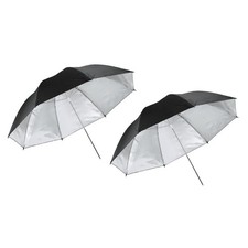 2 Pcs 43 Inch Dia Photography Umbrella Lighting with Silver Inner, Black