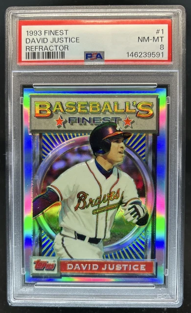 1993 Topps Finest David Justice Refractor #1 Braves PSA 8