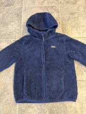 Eddie Bauer Kid Youth Sherpa Fleece Jacket Navy Blue Full Zip Hoodie Large 14/16