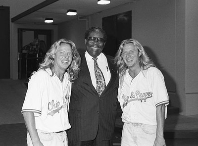 Musical guest BB King with Chip & Pepper Foster backstage on Augus- Old Photo