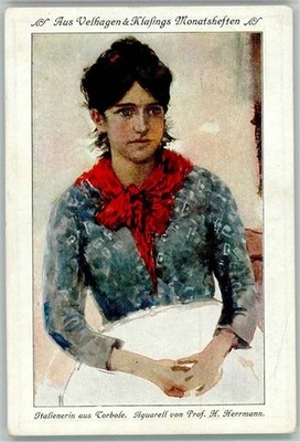 13027972 - Gemaelde von H. Herrmann - Italienerin aus Torbole, Typen Velhagen &