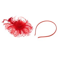 Fascinators Hat Clip Set with Hair Clip for Women Tea Party Red