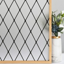 VELIMAX Frosted Black Lattice Static Cling Privacy Window Film Heat Control 80CM