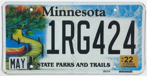 Minnesota 2022 State Parks And Trails Specialty License Plate 1RG424 Super Nice