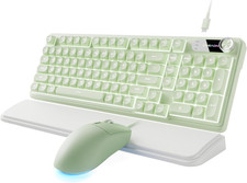 Wired Keyboard and Mouse Combo with Detachable Wrist Rest - Green