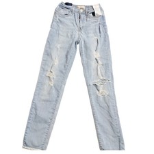 Levis 720 High Rise Super Skinny Distressed Light Wash Jeans Girls Size 10 Reg