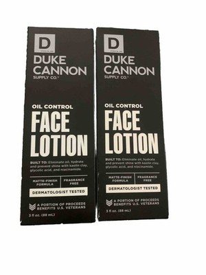 Duke Cannon 2 Pack Oil Control Face Lotion, 3 oz, Fragrance Free New in box.