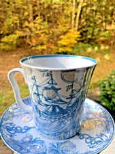 Lomonosov Porzellan Gro&szlig;e Kakao Becher mit Untertasse "Segelschiff "