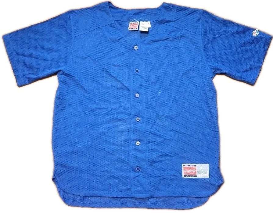 Maillot Baseball Vintage Rawlings Homme XS – Bleu Royal, Manches Longues, YXL
