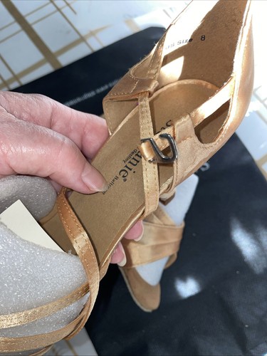 Stephanie Profesional Latino Baile de Salón Tostado Satinado Zapatos EE. UU. 8 Tacones 2,5” - Imagen 7 de 14