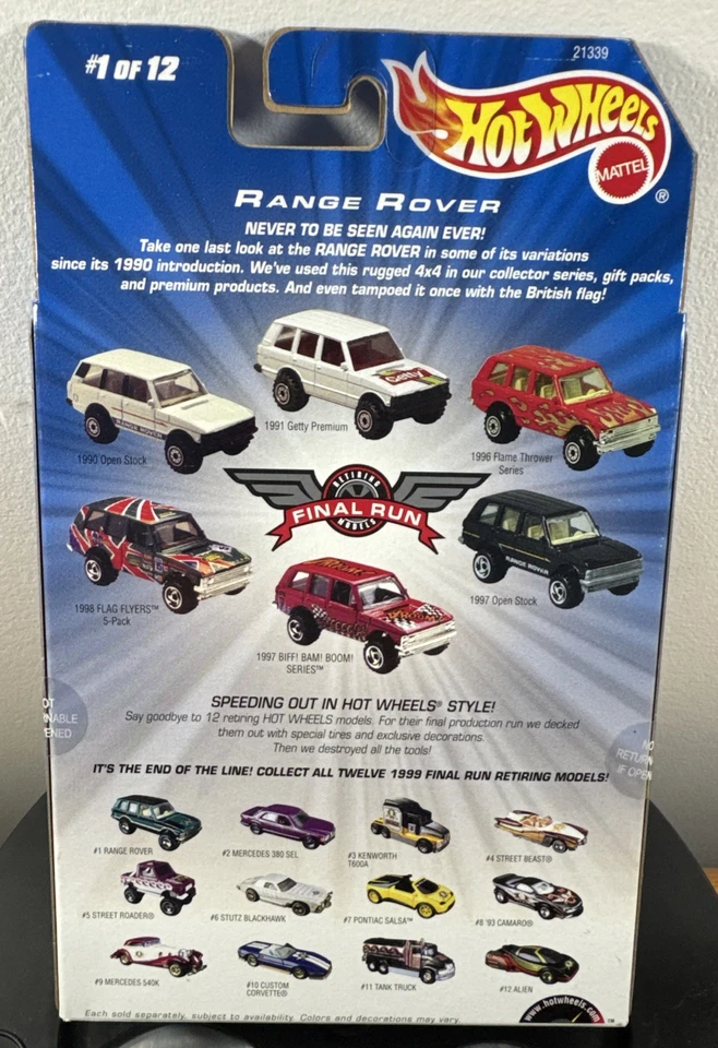 Hot Wheels 1:64 Range Rover #21339 1999 Final Production Run Retiring Model RARE - Image 3 of 3