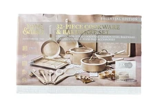 Thyme & Table 32 Piece Aluminum Ceramic Non Stick Cookware - Taupe - New