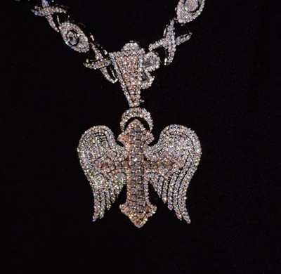 20'' Bussdown Iced Out Cross Pendant Chain Rapper Chain Flooded Necklace