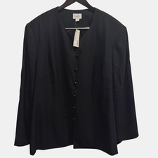 Emily Women's Black Blazer Jacket 28W - Plus Size - Elegant Button Front, NWT