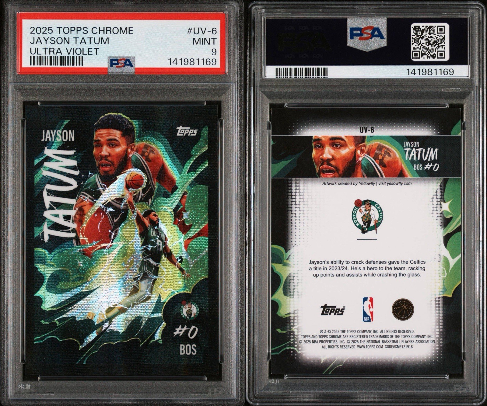 Jayson Tatum 2025-26 Topps Chrome Ultra Violet All-Star SSP #UV-6 Celtics PSA 9 view 3