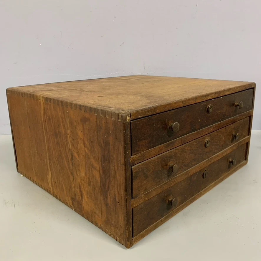 Primitive Country Store Dovetail Case Drawers Apothecary? Auto Parts? Cabinet - Image 4 of 4