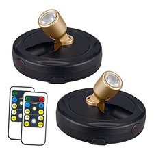 Wireless LED Spotlight, Battery Powered Picture Lights, 2 Pack Black Gold