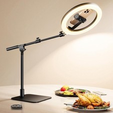 Ring Light with Stand for Desk,Adjustable Overhead Phone Mount