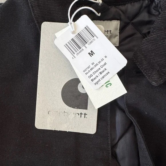 Carhartt WIP OG Chore Coat Jacket Fall Winter Black Canvas Size