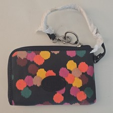 Fossil Multicolor Blue Polka Dot Zip-Around Wristlet Wallet Wrist Strap Women's