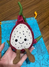 Jellycat Amuseables Dragon Fruit Soft Plush Bag Charm Keychain Collectible Gift