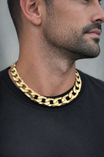 9ct Solid Gold Men’s 22 Inch Chain - 8mm Flat Curb - FULL UK HALLMARK & BOX