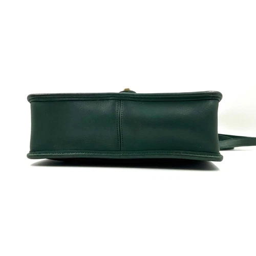 Vintage Coach 9927 2way Shoulder Bag Willis Bag Turn Lock Green Leather Authen - Picture 6 of 16