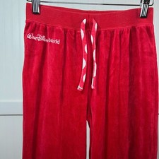 Disney World Red Pant Kidcore Velour Lounge Kids Size XL Minnie Y2K 100 Cotton