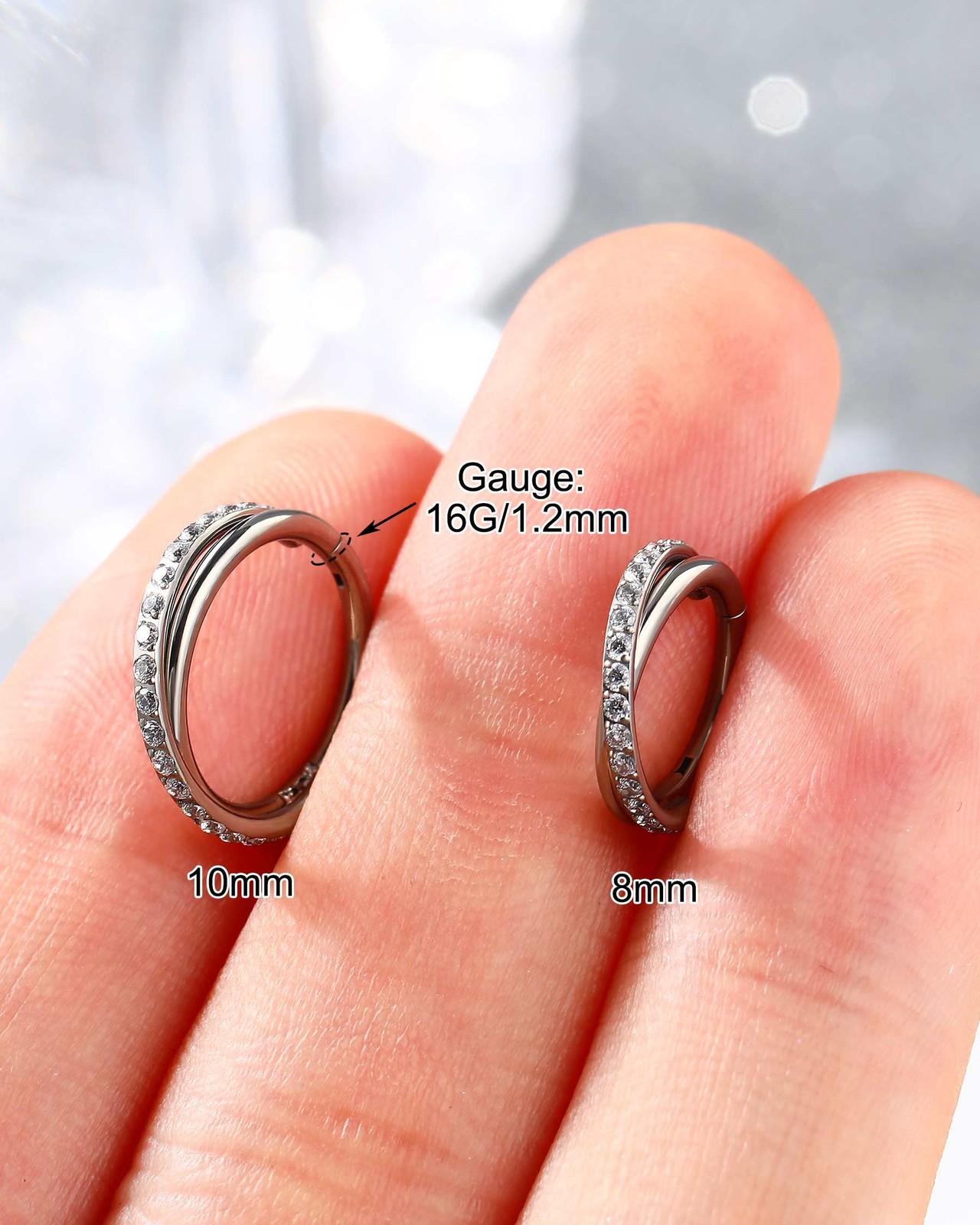 Piercing nez anneau double row en titane G23 pour femme et homme 16G 18G 20G - 4