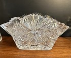 RARE Rectangular planter Fan Vase American Brilliant Cut Glass Hobstars 5 Sides