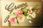 Raphael Tuck Grace Name Postcard c1905 Floral Lithograph Roses Peonies