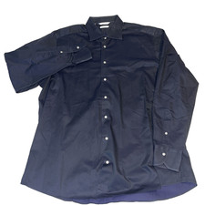 Suit Supply Black Button Down Dress Egyptian Cotton Shirt 17 3/4