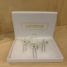 Couture Hair Pins Set Of 3, Pearls and Crystal Wedding Prom Formal NWT