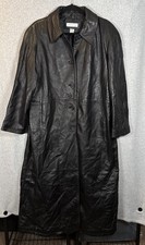 Preston & York Black Genuine Lambskin Leather Trench Coat Size XL