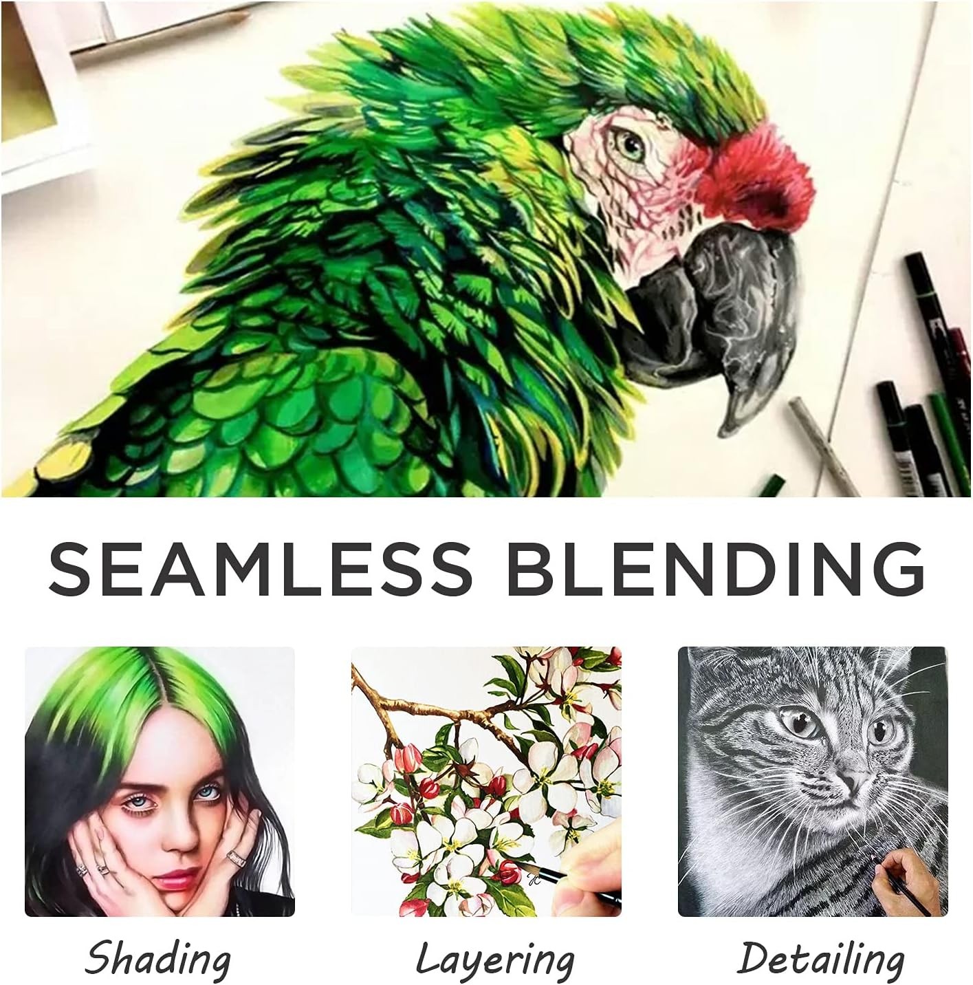 76 Pack Drawing Set Sketching Kit, Pro Art Supplies with 3-Color Sketchbook, Inc