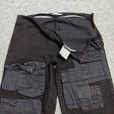 Acne Damen Multi-Taschen Jeans Größe EUR-36 Vader-Denim Schwarz Skinny Slim W27