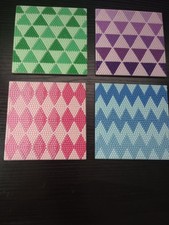 Handmade Diamond Painting Coaster Set of 4 Geometric Cork Back 4x4 Inch