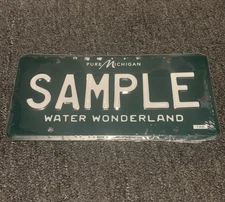 Sample Michigan License Plate Water Wonderland Green White Pure Michigan