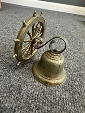 Vintage Metal Bell Nautical Ship Boat Sailor Wheel Chime 4" Dinner Bell