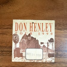 Don Henley 1990 Tour Backstage Pass/Badge Signed Autographs May 04 1990