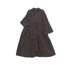 nest Robe Linen Dress Brown Long Sleeve Loose Fit Faded from Japan