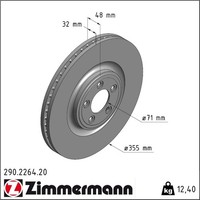 2X Zimmermann 290.2264.20 Bremsscheibe FüR Jaguar XF F Type XK XJ S X250 X150