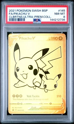 2021 POKEMON SWSH BLACK STAR PROMO #145 FULL ART/PIKACHU V PSA 8