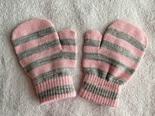 Simple Joys by Carters Baby Girl Striped Mittens-Size 12-24M-Pink/Gray-New