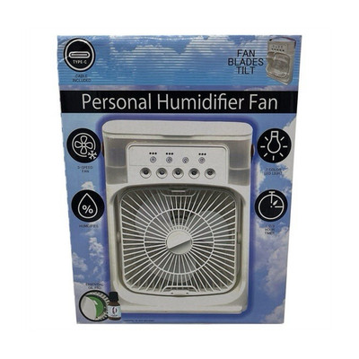 Personal Humidifier Fan, 3-Speed, 7 Color LED Light, Timer, Essential Oil Pad,  