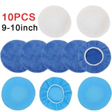 10Pcs 9-10 Inch Car Polisher Pad Bonnet Microfiber Buffer Waxers Bonnet Set UK