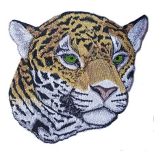 Jaguar Head, Exotic Cat, Large Embroidered Patch 7.9" x 7.7"